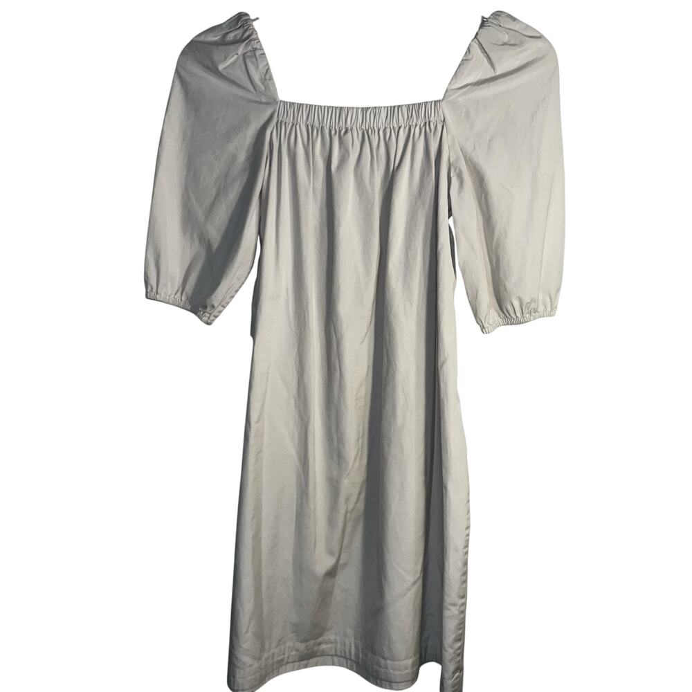 Faherty Khai Poplin Puff Sleeve Cotton Off-Shoulder Dress XS Beige Neutral - Picture 4 of 10